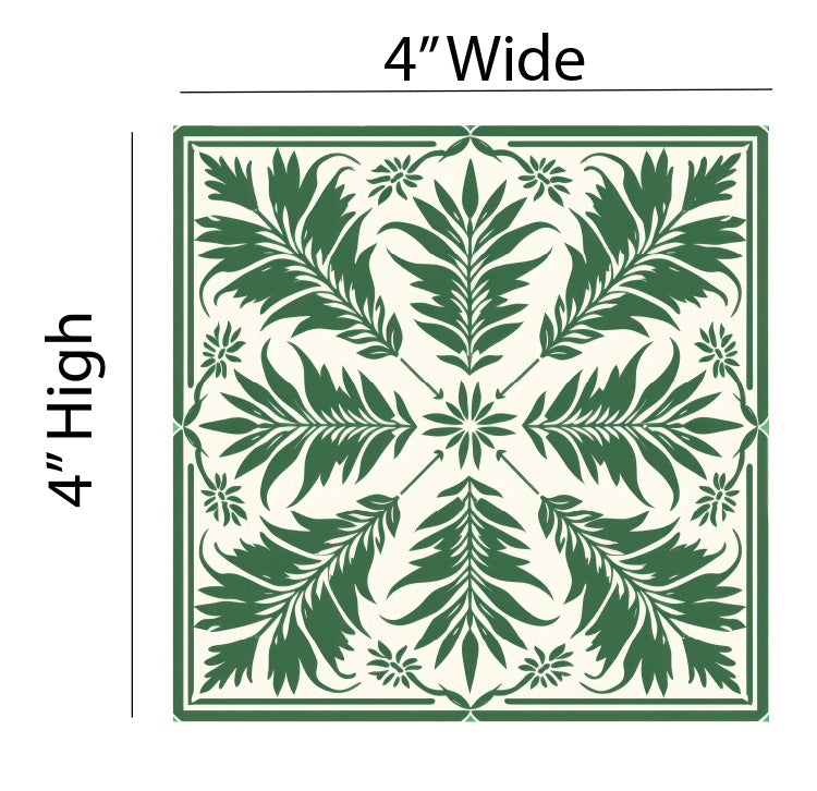 Green Leaves Sicilian Tile Removable Vinyl Decals