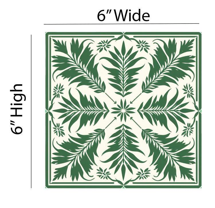 Green Leaves Sicilian Tile Removable Vinyl Decals
