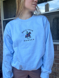 Thumbnail for Hold Your Horses Cowboy Embroidered Sweatshirt