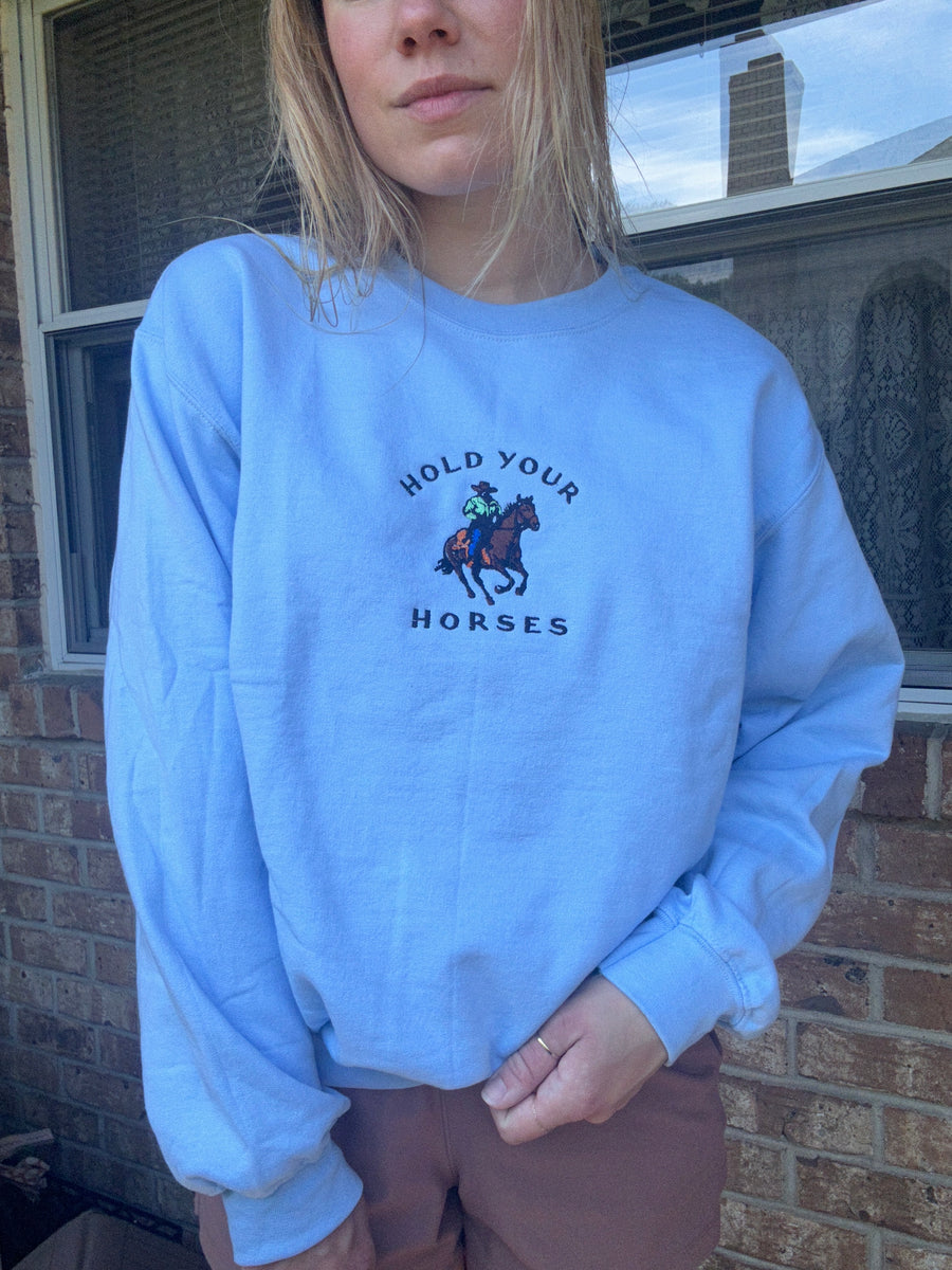 Hold Your Horses Cowboy Embroidered Sweatshirt