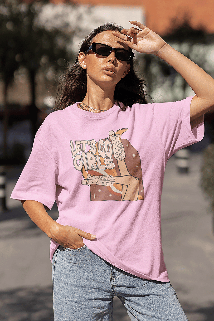 Let's Go Girls Cowgirl Oversized T Shirt