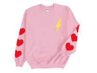 Thumbnail for Star Sleeve Lightning Bolt Crewneck Sweatshirt