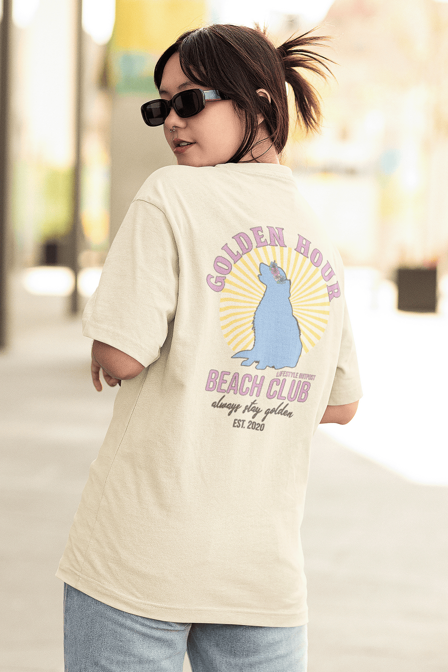Golden Hour Beach Club Golden Retriever T Shirt
