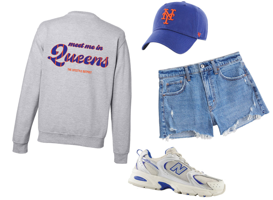 Meet Me In Queens Baseball Crewneck Sweatshirt