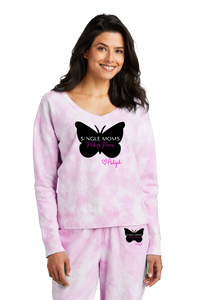 Thumbnail for Single Moms Making Moves Licensed Cloud Tie Dye V-Neck Sweatshirt