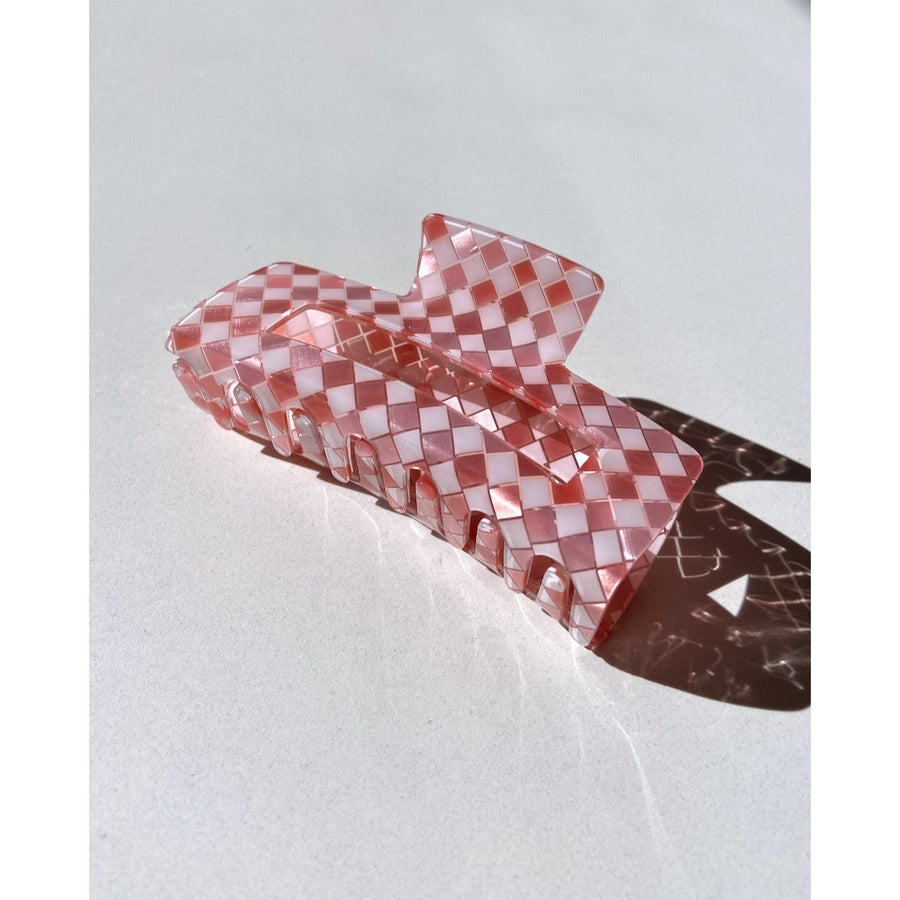 Winter Checker Print Large Cut-Out Claw Clip