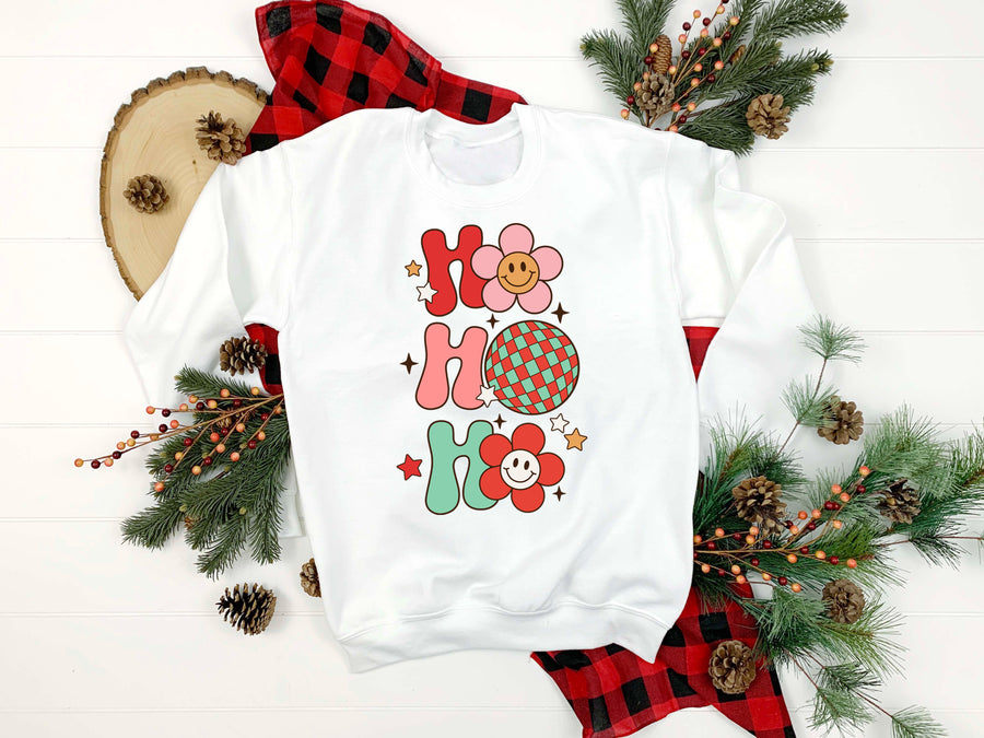 HO HO HO Smiley Face Trendy Crewneck Sweatshirt