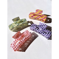 Thumbnail for Winter Checker Print Large Cut-Out Claw Clip