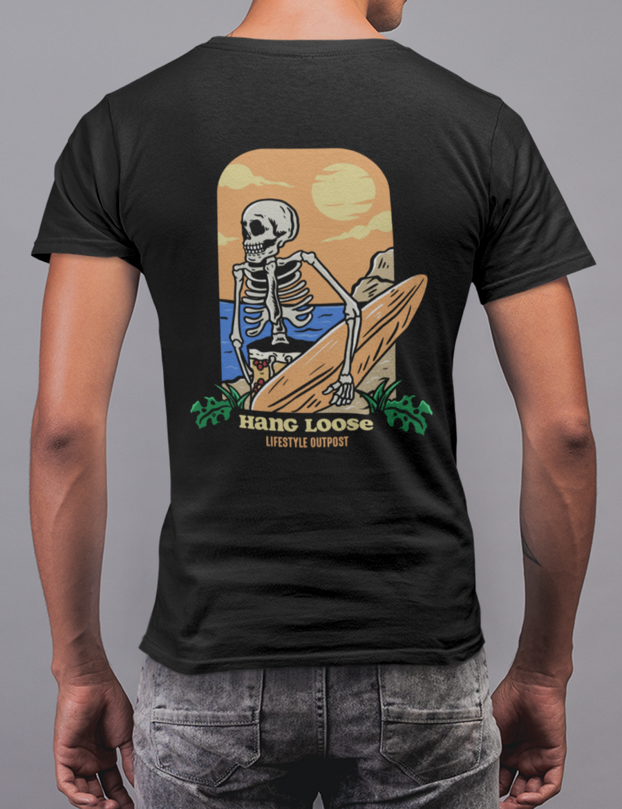 Hang Loose Skeleton Surfer Short Sleeve T Shirt