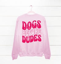 Thumbnail for Dogs Before Dudes Barbie Inspired Preppy Crewneck Sweatshirt