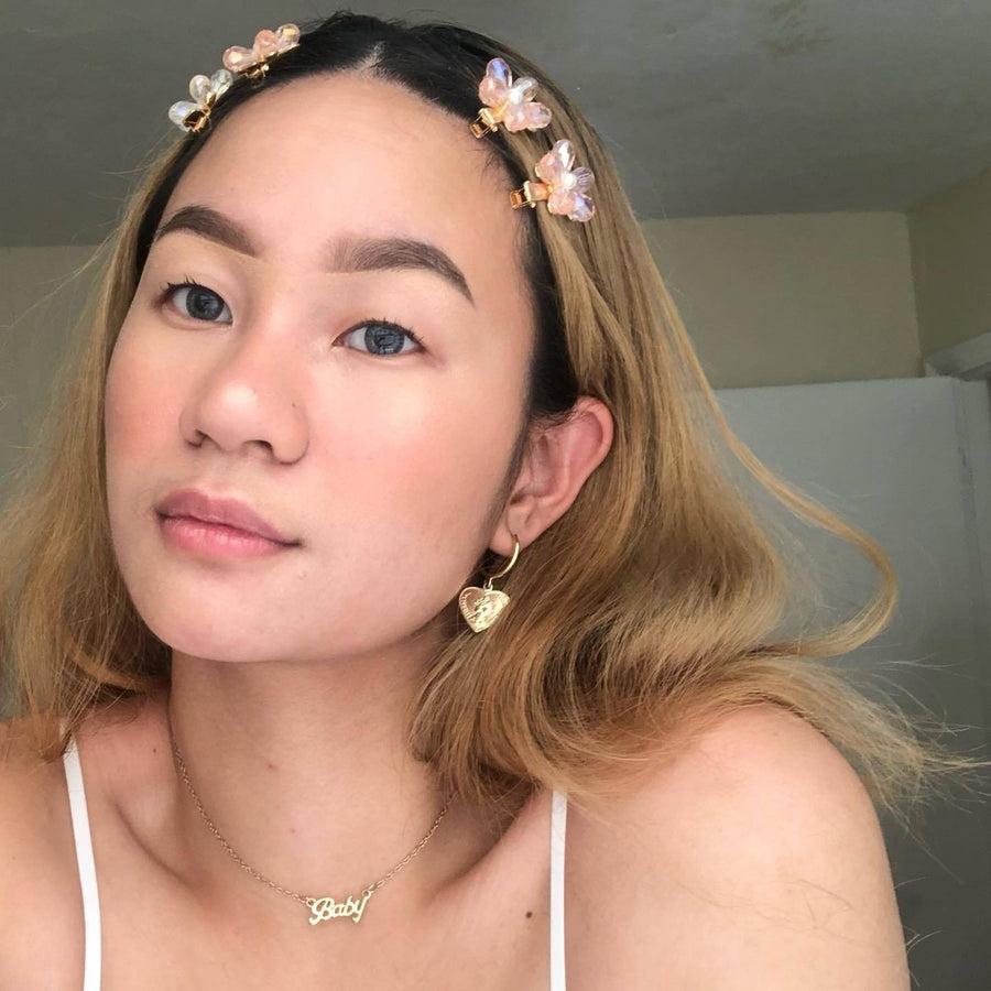 Small Crystal Floral Hair Clips- Set of 4