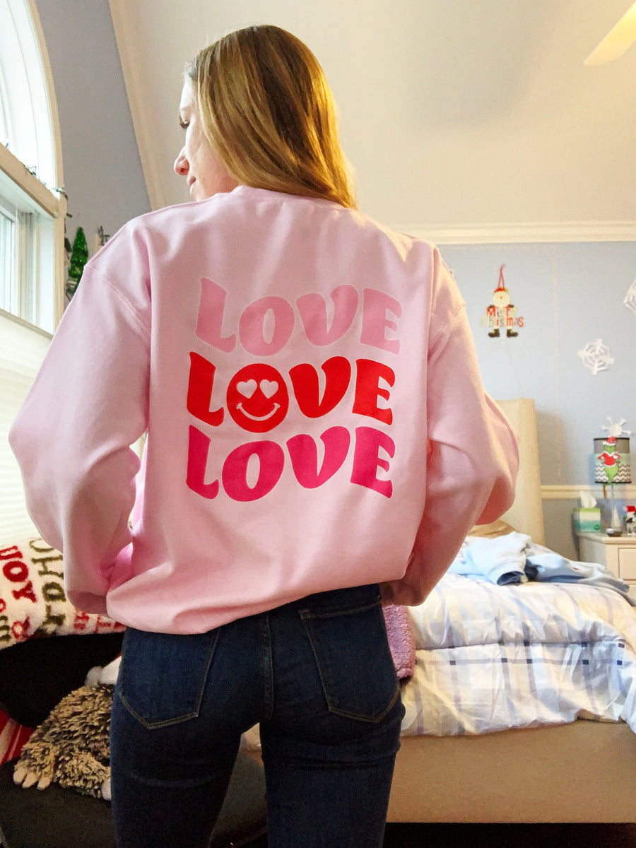 Love Valentines Day Smiley Face Crewneck Sweatshirt