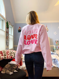 Thumbnail for Love Valentines Day Smiley Face Crewneck Sweatshirt