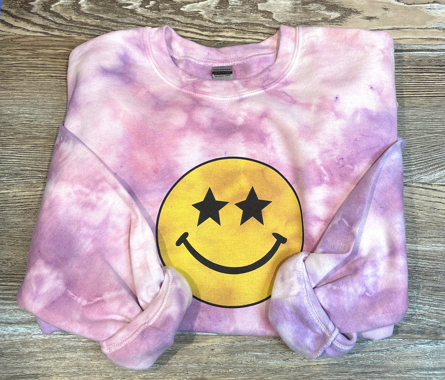 Tie Dye Smiley Face Crewneck Sweatshirt
