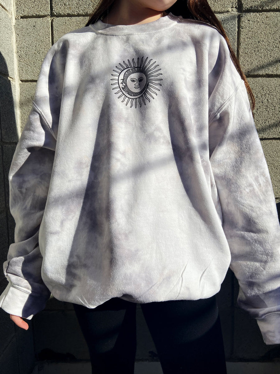 Sun and Moon Tie Dye Crewneck Sweatshirt