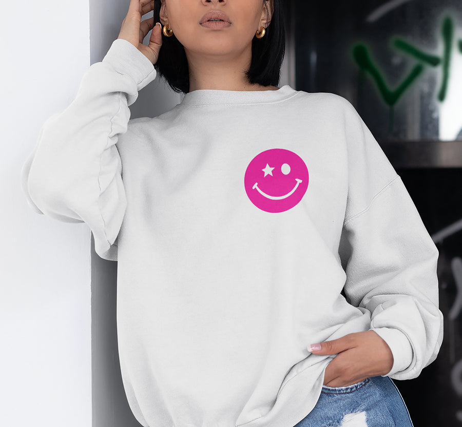 Star Eye Smiley Face Crewneck Sweatshirt