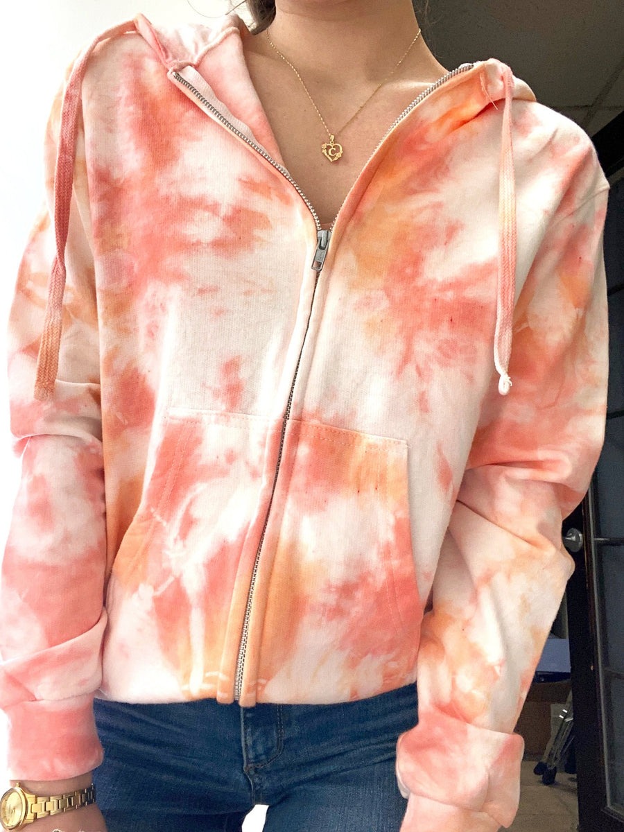Peach and Coral Tie Dye Sweatshirt