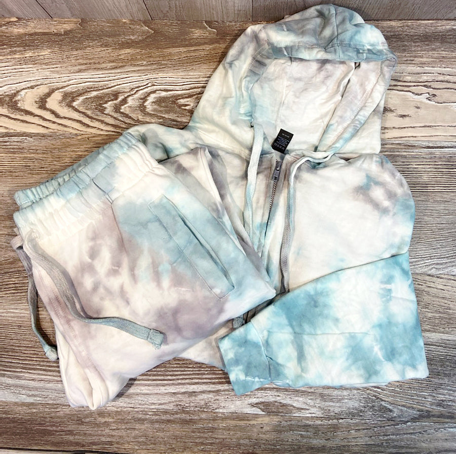 Blue and Gray Tie Dye Sweatsuit