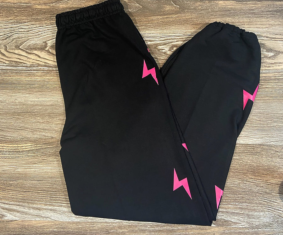 Hot Pink Lightning Bolt Sweatpants
