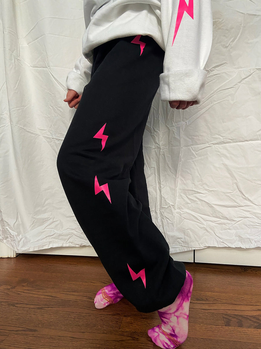 Hot Pink Lightning Bolt Sweatpants