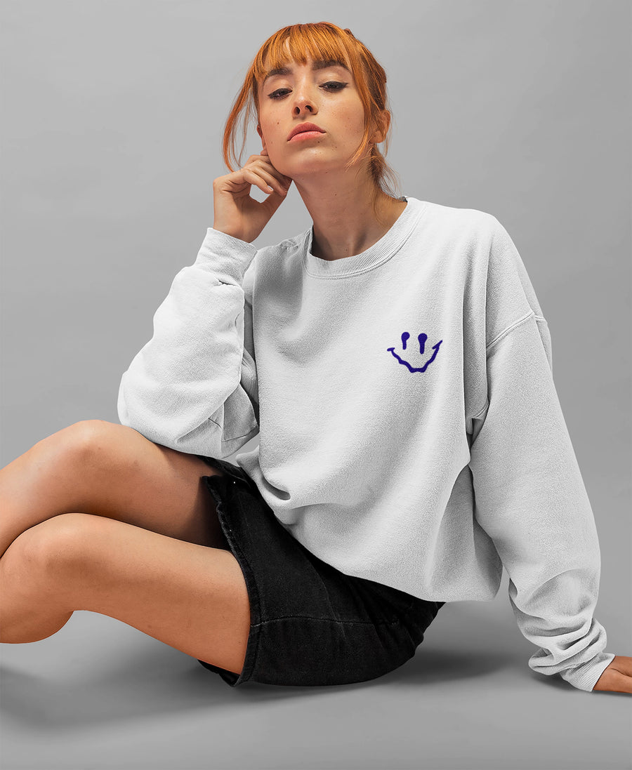 Happy Daze Ahead Dripping Smiley Face Crewneck Sweatshirt