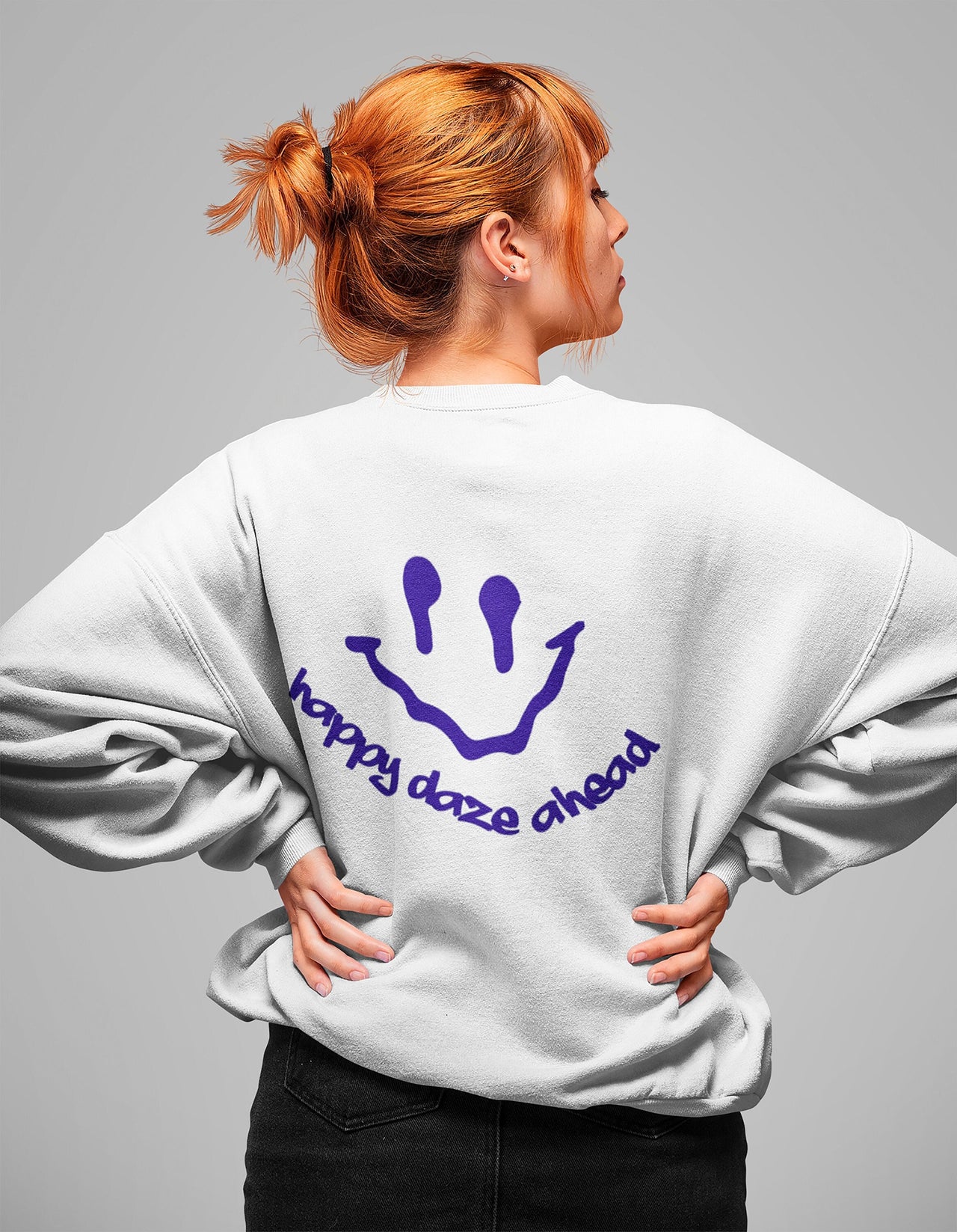 Happy Daze Ahead Dripping Smiley Face Crewneck Sweatshirt