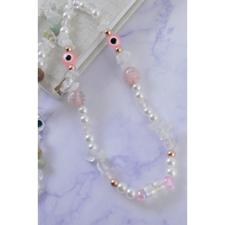 Rose Quartz Evil Eye Bead Phone Chain